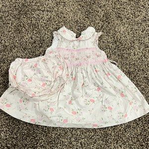 Laura Ashley vintage smocked dress - 12 months, EUC. Floral, pink, baby girl
